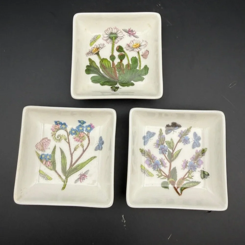 Portmeirion Botanic Garden Oil Dipping Bowls Set of 3 Floral Ceramic Cottage